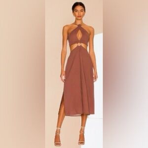 WeWoreWhat Mauve Brown Backless Halter Midi Dress